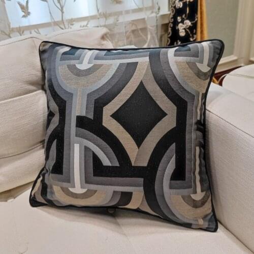 Deluxe Black Geometric Modern Fashion Velvet 45x45cm Home Decorative Pillow Case Woven Square Sofa Chair Interior 1 Piece Pack