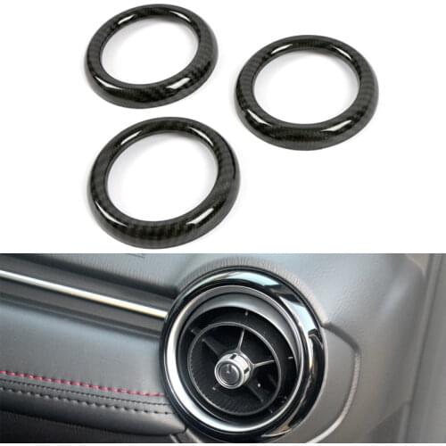 Carbon Look Chrome For Mazda CX3 CX-3 2018 2019 2020 Air Condition Air Vent Outlet Ring Cover Trims Car Accessories