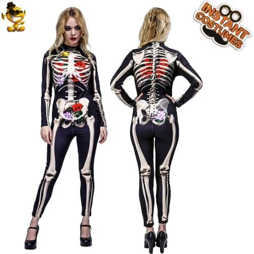 Skeleton Costume Cosplay Skull Skeleton Jumpsuit Clothing Purim Sexy Clothing Halloween Costumes for Women