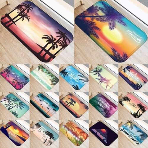 Summer Sea Tropical Tree Kitchen Entrance Door Mat Coral Velvet Carpet Rubber Colorful Indoor Floor Mats Non-Anti-Slip Rug 48258