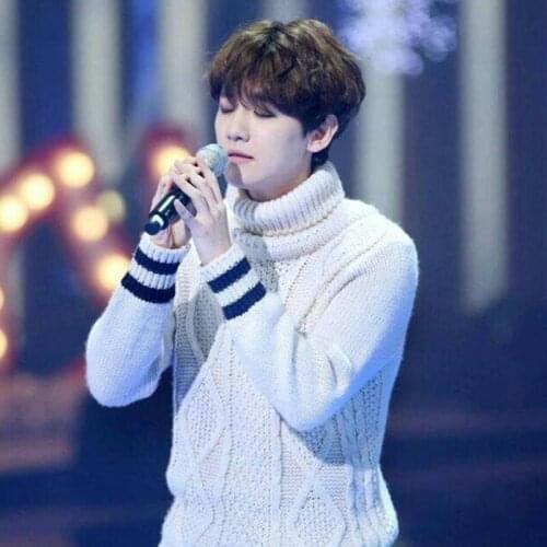 Kpop EXO BaekHyun same loose casual white High Collar Solid Sweater Womens Winter Warm fashion pullover Cashmere knit Sweaters