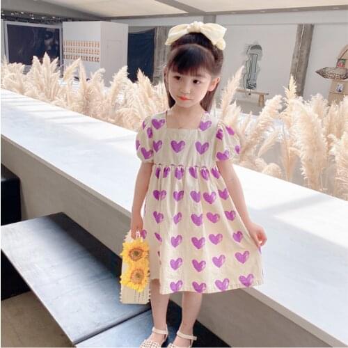 Mihkalev 2-8Year Baby Girl Cotton Shoulderless Princess Dress For Kids Clothes Girs Puff Sleeve Princess Dress Children Clothing