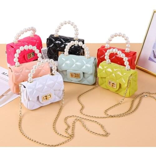 Cute Girls Mini Jelly Purses 2021 Cute PVC Crossbody Bags for Women Coin Wallet Girls Pearl Hand Bags Ladies Clutch Bag for Kids