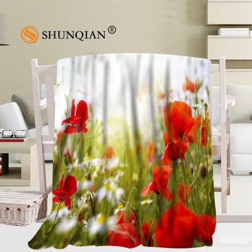 Nature Flowes Poppy Blanket Soft DIY Sofa Bed Throw Blanket Kid Adult Warm Custom Blanket 56x80Inch50X60Inch40X50Inch
