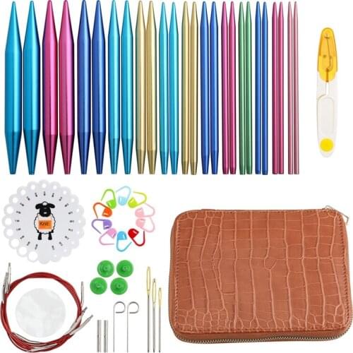 Circular Knitting Needles Set Interchangeable Crochet Needles for Crochet Yarn Knitting Accessories Kit for Beginners