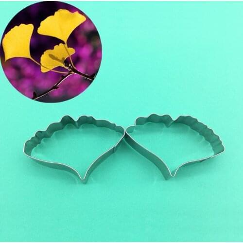 2 pcs/set Ginkgo Biloba Leaf Cutters Set Stainless Steel Candy Cookie Biscuit Fondant CakeDecorating Tools