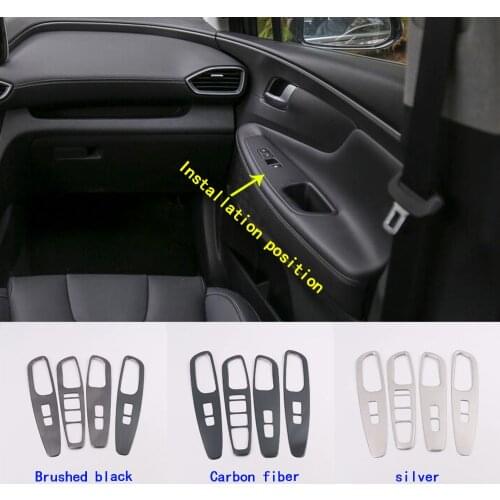 Sticker Stainless Steel Handrail Armrest Door Window Glass Switch Panel Trim Frame For Hyundai Santa Fe SantaFe 2019 2020 2021