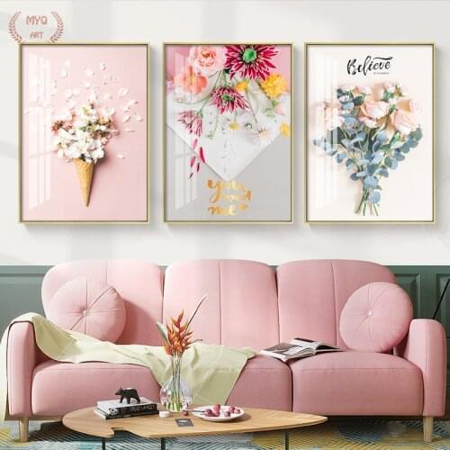 Wall Art Canvas Painting Bloom Peony Rose White Flowers Garden Nordic Posters And Prints Wall Pictures For Living Room Decor