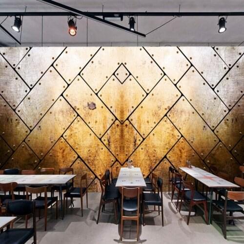Custom mural Vintage 3d Stereo Metal Wallpaper KTV Bar Mural Restaurant Corridor Decorative Wallpaper
