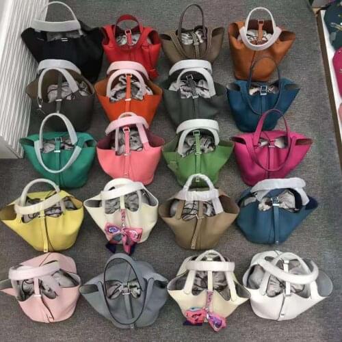 New Lady Brand Design Top Quality Genuine Cowhide Bucket Handbag Women Fashion Soft Real Cow Leather Shoulder Bag