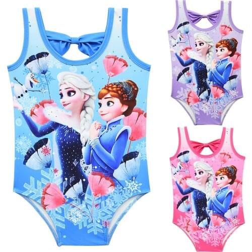 2021 New Frozen Elsa Princess Girls Swimwear Children Swimsuit One Piece Girls Swimsuit Kid girls Bathing suit Beach wear