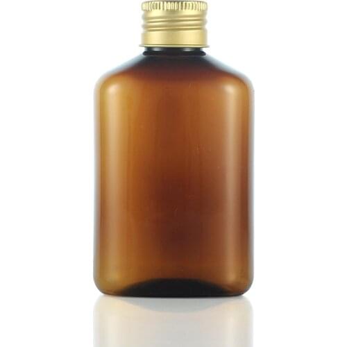 New arrival 50pcs 125ML Brown Plastic Bottle With gold aluminum Cover,125CC toner water Sub-bottling , Empty Cosmetic Container