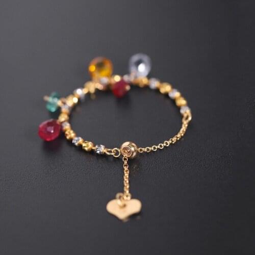 DAIMI Faceted sapphire ring female Genuine Gemstones natural 18K gold emerald chain ring custom
