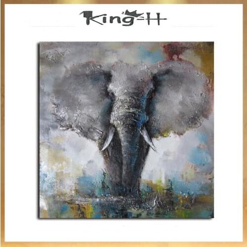 Hunting Ancient Colors Hand Painted Elephant Painting Wall Art Modern Animal Paintings Nordic Child Bedroom Decoration