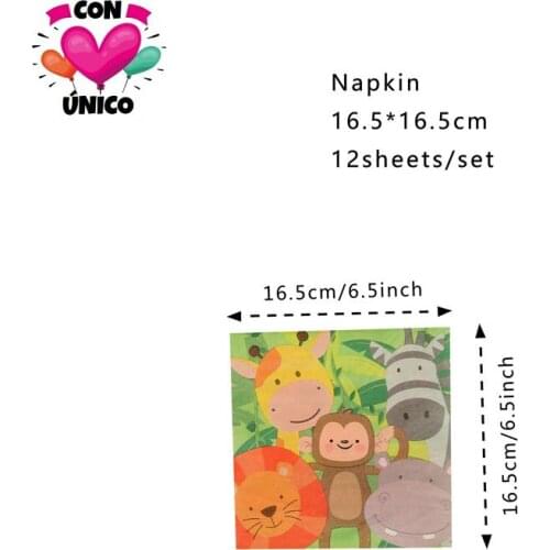 Conunico Animal Jungle Theme Jungle Party Decoration Birthday Jungle Safari Animal Kids Party Supplies Paper Napkins JA5027