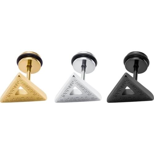 1 Pair Earring Stud for Men Unisex Ear Stud Stainless Steel Hollow Triangle Stud Earring Gift Piercing Brinco