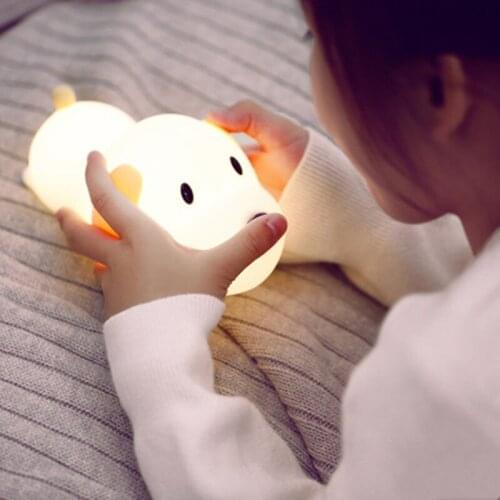 Silicone Led Night Light Lamp Dimmable Touch Puppy Cartoon for Baby Children Kids Gift Bedside Bedroom Living Room Decoration
