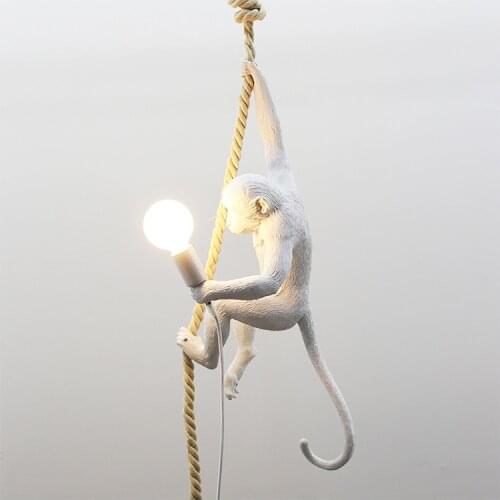 Nordic Resin Monkey Wall light Pendant Light Retro Glass Ball Hanging Lamp Light Fixture Dining Living Room Luminaire