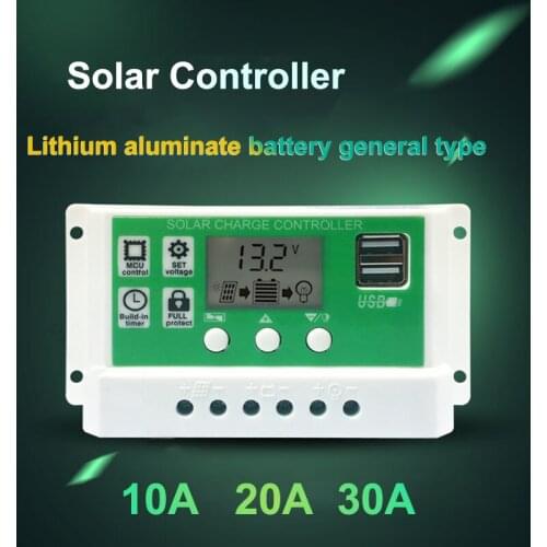 Solar Controller 12V 24V 10A 20A 30A Full Automatic Charge Discharge Lead Acid Lithium Battery Universal Charger Solar Regulator