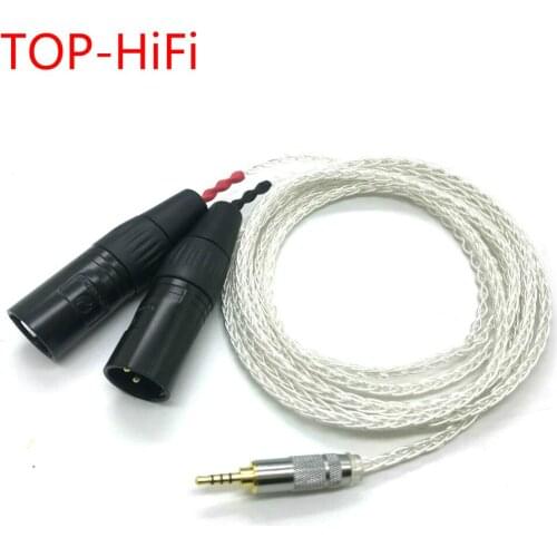 TOP-HiFi 8 Cores 7N OCC Silver Plated 2.5mm TRRS Balanced to 2x 3pin XLR Male Audio Adapter Cable