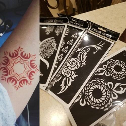 5pcs Stencils for Tattoo Henna Tattoo Stencil for Face Painting Templates Mehendi Airbrush Glitter Temporary Body Paint Art