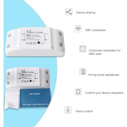 Wifi DIY Smart Light Switch Module Wireless Remote Control Switch Breaker Smart Home Timer Works With Alexa Google Home HomeKit