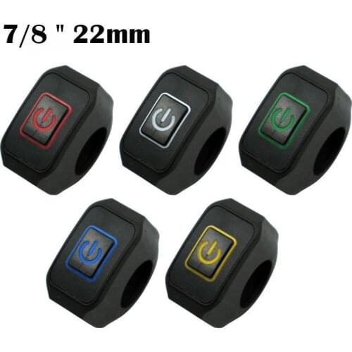 7/8" 22mm Motorcycle Handlebar Switch Button for Electric Star Kill Waterproof Control Button With LED Light