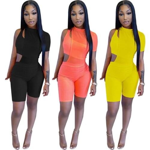 Echoine 2021 summer Women Sexy Knit Asymmetry Playsuit Two Piece Set Strapless Tracksuit Streetwear Sportsuit Party Club Outfits