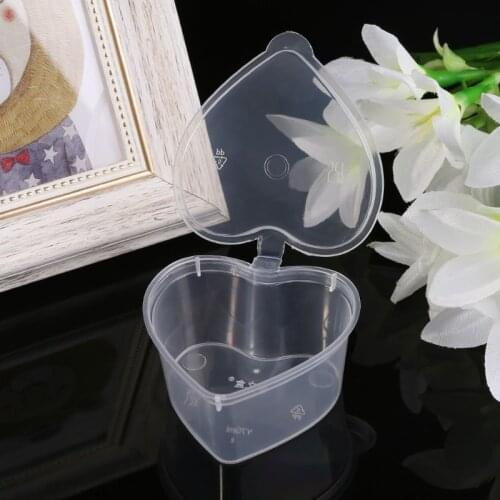 M17D 10Pcs Disposable Jello Shot Cups Set Of 70ml Heart Shaped Sauce Pot Container With Conjoined Lid Slime Storage For Ketchup