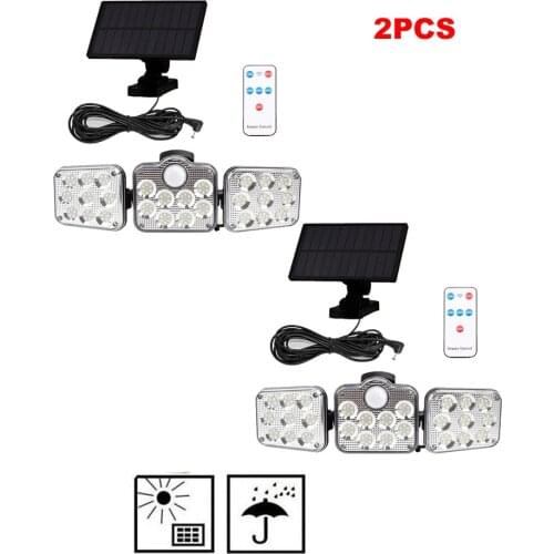 2pcs 138 led seperable remote 3 Modes Solar Light Outdoor Solar Wall Lamp PIR Motion Sensor Waterproof security Sunlight street