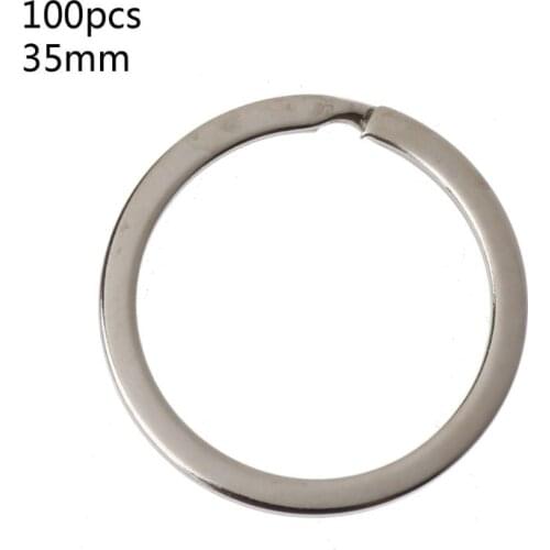 100Pcs Metal Round Flat Keyring Round Split Key Rings Chain 25MM 28MM 30MM 35MM