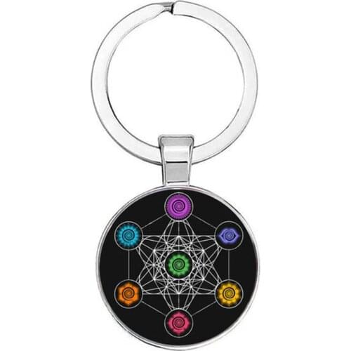 Mysterious Metatron Cubic Key Chain, Sacred Geometric Shape, Flower Of Life, Glass Pendant, Magic Six Hexagrams, Key Chain, Unis