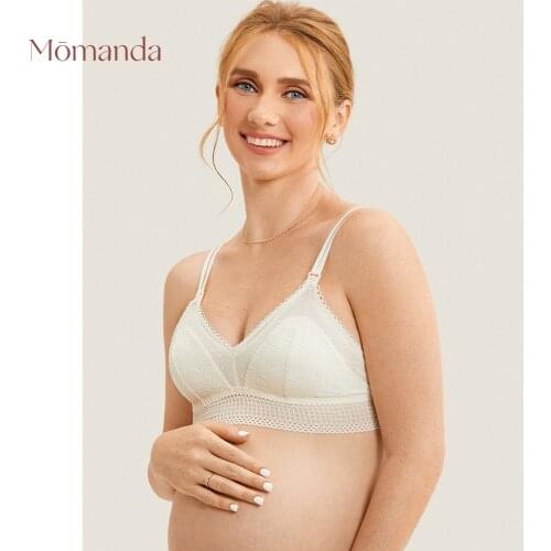 MOMANDA Lace Breastfeeding Maternity Nursing Bras For Pregnant Women Lightly Padded Wireless Bralette Pregnancy Underwear