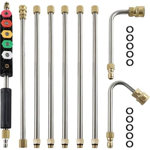 Pressure Washer Extension Wand Set 9 Pcs, 10ft Power Washer Replacement Lance with 6 Colored Spray Nozzle Tips, 4000 PSI