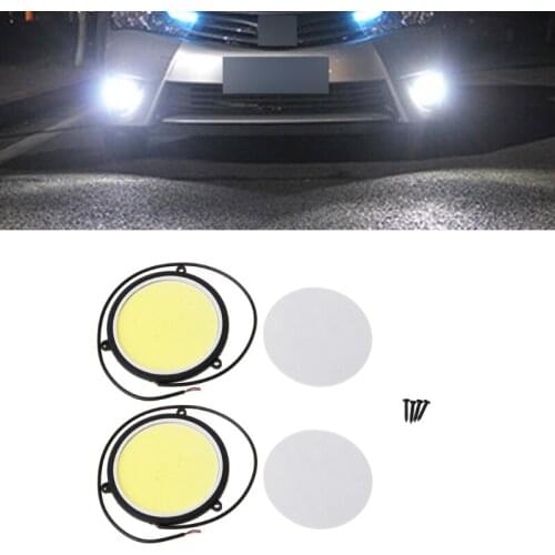 Hot New 2 Pcs DC 12V 90mm COB Auto Car DRL Round Shape Daytime Running Light White LED Lights Lamp Bulbs