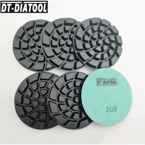 DT-DIATOOL 6units Dia 4inch Resin Bond Diamond Concrete Polishing Pads Spiral turbo type Sanding discs Dia 4"/100mm