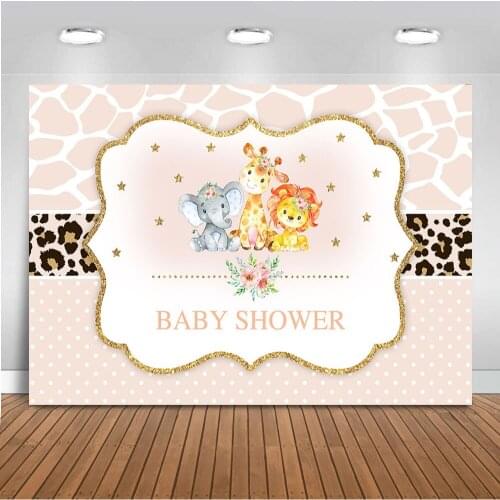 Newborn Baby Shower Backdrop for Photography Elephant Background for Party Decoration Supplies Safari Jungle Party Backdrops