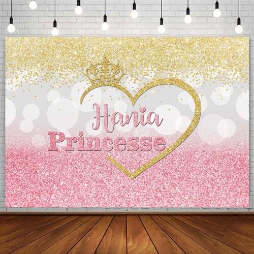 Birthday Party Backdrop Baby Shower Princess Girl Decor Customize Pink Gold Shiny Photography Background Photo Studio Photophone