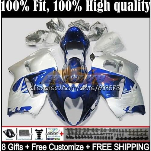 Injection For SUZUKI GSXR1300 Hayabusa 1996 1997 1998 1999 2000 2001 20CL.92 GSXR-1300 CC 02 03 04 05 06 07 Fairing blue silvery