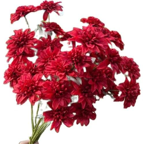 5Pcs Fake Long Stem Peony (8 Heads/Piece) 31.5" Length Simulation Dahlia for Wedding Home Decorative Artificial Flowers