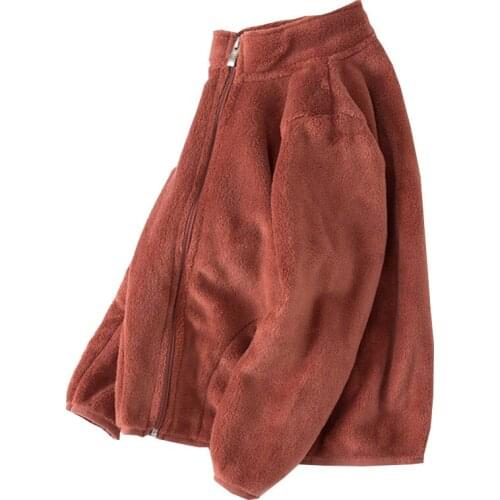 2021 New Girls' Jacket Boys Baby Coral Fleece Cardigan Childrens Clothing Winter Korean version plus velvet zipper cardigan