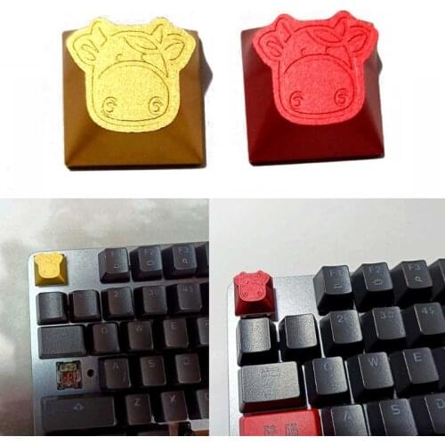 LX9B 1PC Aluminium Alloy Keycap DIY Mechanical Keyboard Durable Cherry Profile R4 Manual Customized Cattle Design Keycap