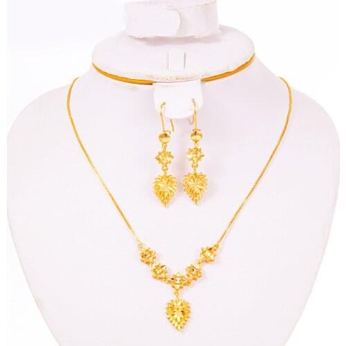 Dubai Jewelry Sets for Women Gold Color Ethiopian African Necklace/Earrings Sets Arab Bridal Dowry Jewelry