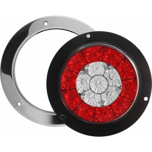 Round Red/Amber 16-LED Truck Trailer Brake Stop Turn Signal Tail Lights