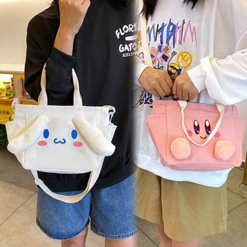 Cute Cartoon Plush Toy Kawaii Cinnamoroll Kirby Stellalou Duffy Canvas Shoulder Bag Handbag Girl Toy Christmas Gift