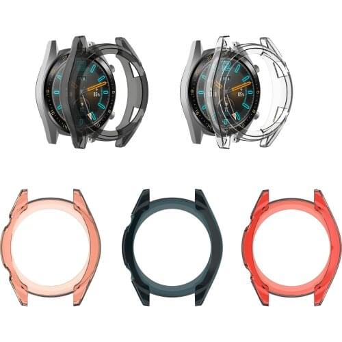 TPU Soft Case Shell Full Edge Frame Glass Screen Protector For Huawei GT 2 Active GT2 46mm Sport Watch Protective Bumper Cover