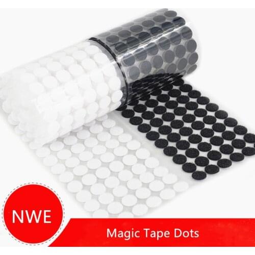 Nylon Magic Tape Dots Self Adhesive Fastener Tape Strong Glue Double Sided Disc White Round Stickers Coins Hook 10/15/20/25/mm