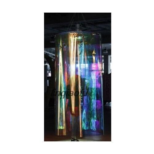 Transparent illusion laser tpu cloth stage fashion pvc designer fabric Pvc leather clothing diy design fabric