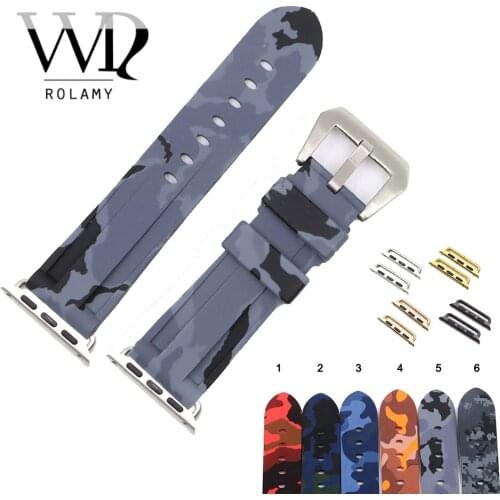 Rolamy 38 40 42 44mm New Waterproof Silicone Rubber Replacement Wrist Watch Band Strap For Apple Watch Iwatch Series 4/3/2/1