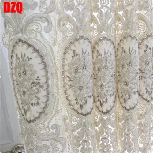 Luxurious Euro Style Tulle Embroidery Flower Indoor Decorative Window Sheer Curtain For Living Room Bedroom Home Decor T318#4